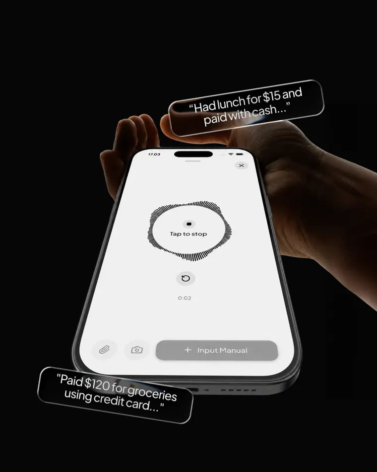 Monveo voice transaction capture displayed on a phone