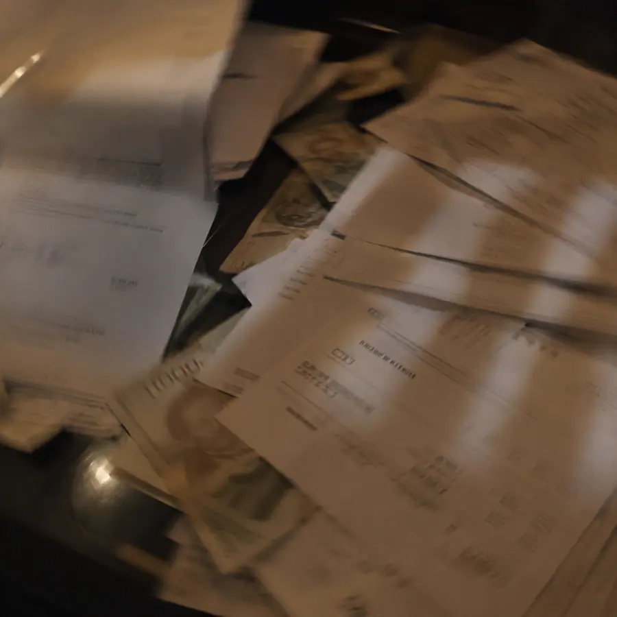 A scattered pile of receipts